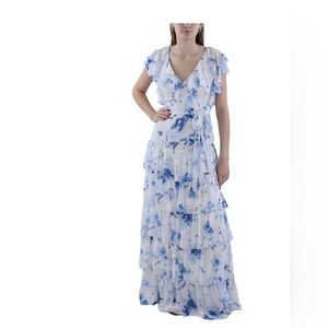 Lauren Ralph Lauren Blue and White Floral Maxi Dress